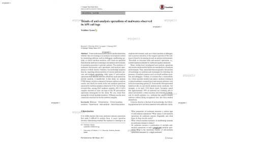 Trends of anti-analysis operations of malwares observed in API call logs